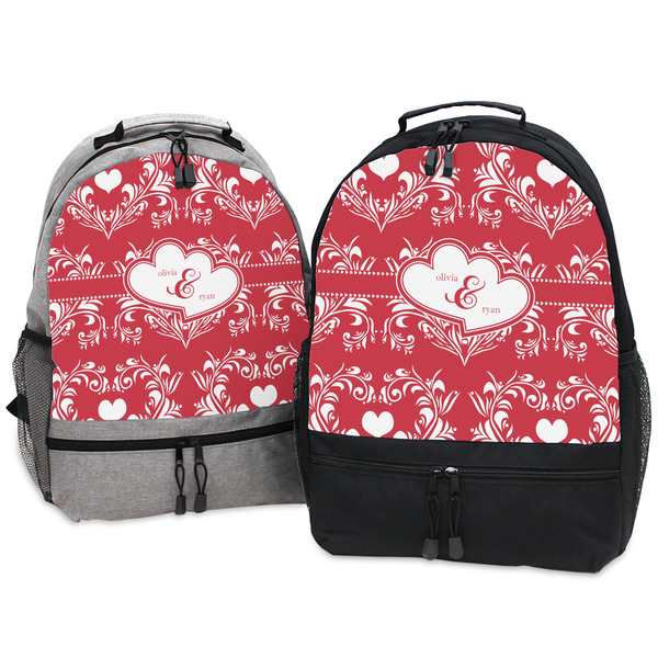 Heart Damask Large Backpacks - Both