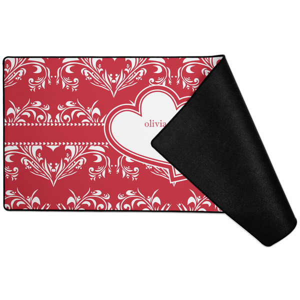 Heart Damask Large Gaming Mats - FRONT W/ FOLD