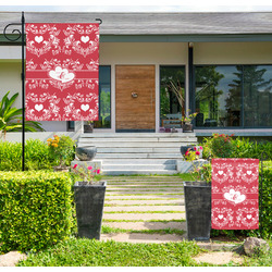 Heart Damask Large Garden Flag - Double Sided (Personalized)