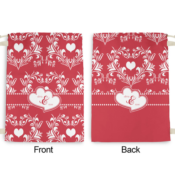 Heart Damask Large Laundry Bag - Front & Back View