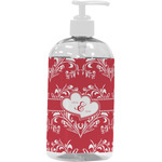 Heart Damask Plastic Soap / Lotion Dispenser (16 oz - Large - White) (Personalized)