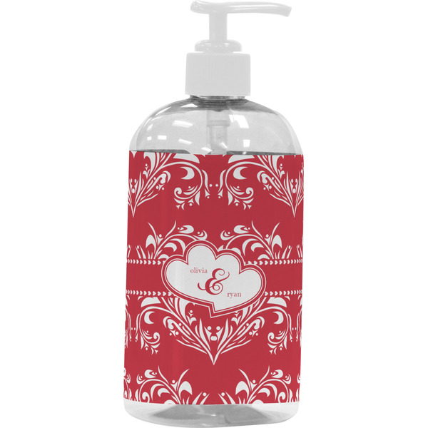 Heart Damask Large Liquid Dispenser (16 oz) - White