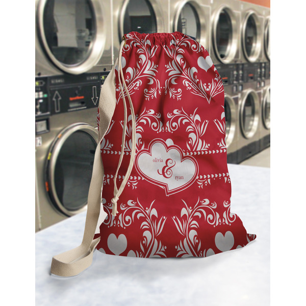 Heart Damask Laundry Bag in Laundromat
