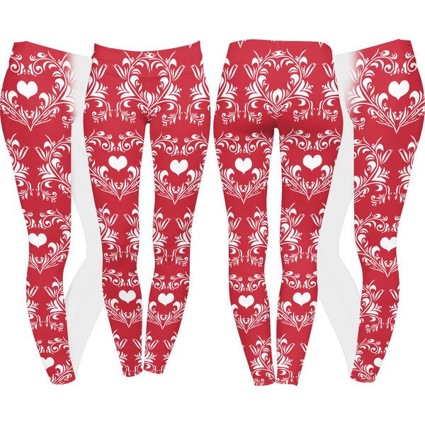 Heart Damask Leggings Turn Around - Apvl