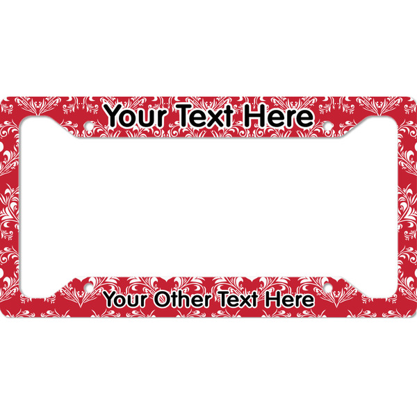 Custom Heart Damask License Plate Frame - Style A (Personalized)