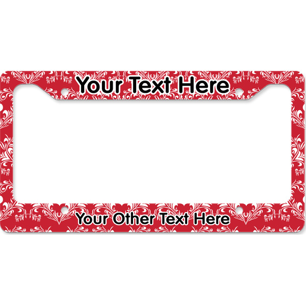 Custom Heart Damask License Plate Frame - Style B (Personalized)