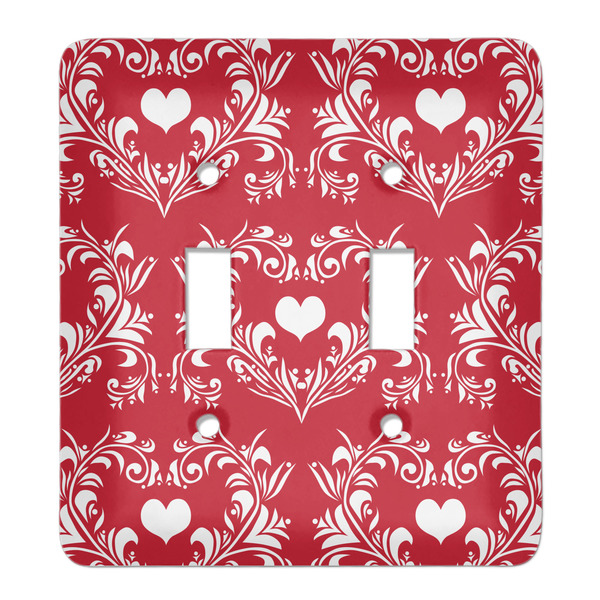 Custom Heart Damask Light Switch Cover (2 Toggle Plate)