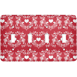Heart Damask Light Switch Cover (4 Toggle Plate)