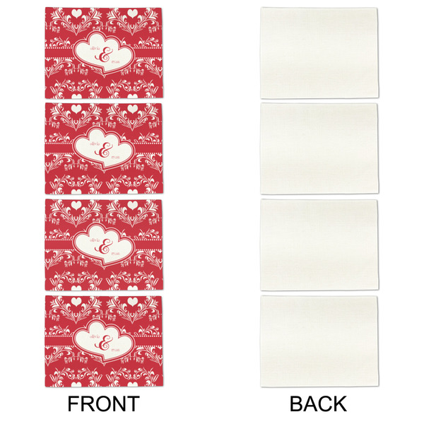 Heart Damask Linen Placemat - APPROVAL Set of 4 (single sided)