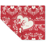 Heart Damask Double-Sided Linen Placemat - Single w/ Couple's Names