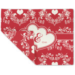Heart Damask Double-Sided Linen Placemat - Single w/ Couple's Names