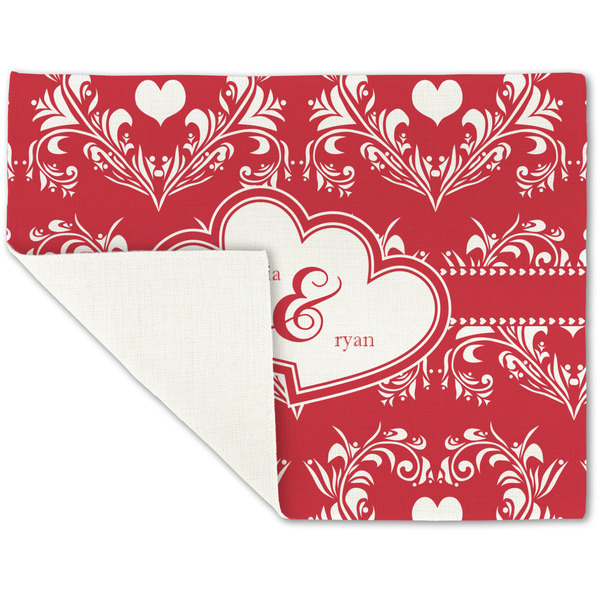 Heart Damask Linen Placemat - Folded Corner (single side)