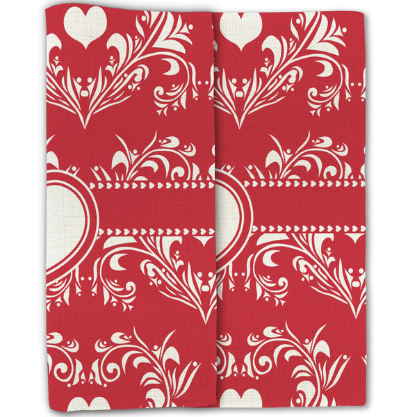 Heart Damask Linen Placemat - Folded Half (double sided)