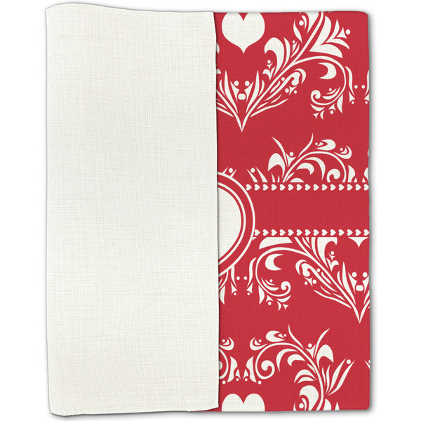 Heart Damask Linen Placemat - Folded Half
