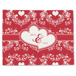 Heart Damask Single-Sided Linen Placemat - Single w/ Couple's Names