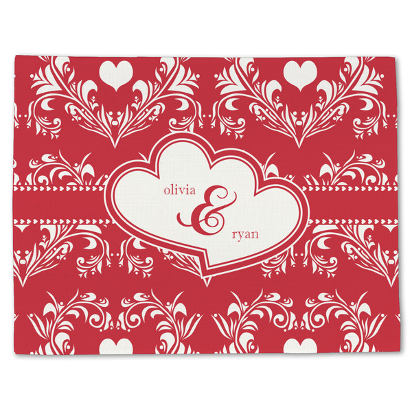 Heart Damask Linen Placemat - Front