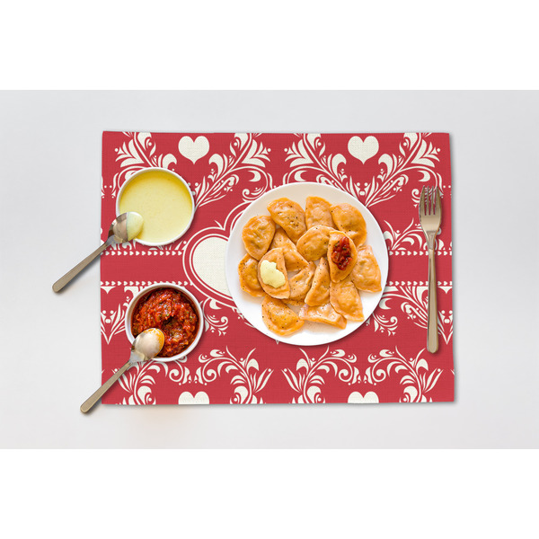 Heart Damask Linen Placemat - Lifestyle (single)