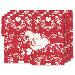 Heart Damask Linen Placemat w/ Couple's Names