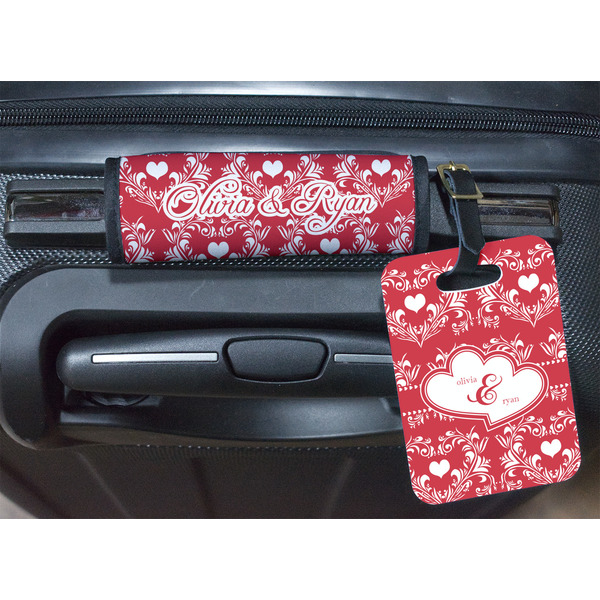 Heart Damask Luggage Wrap & Tag