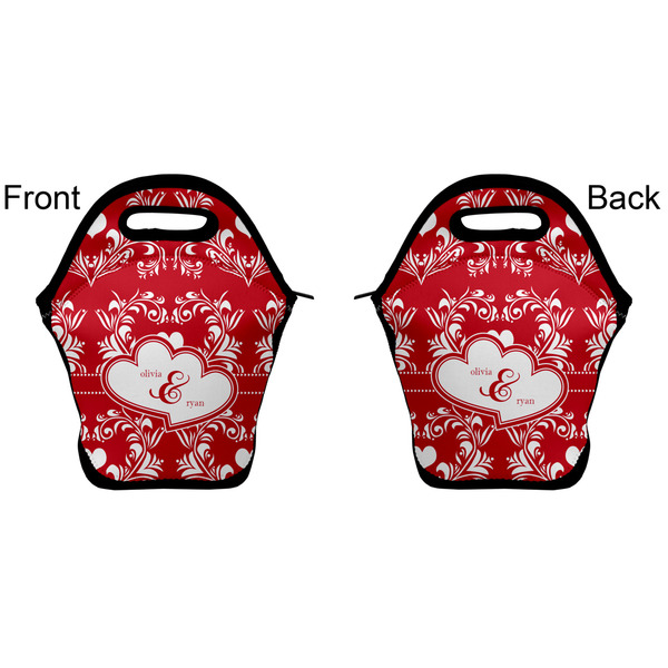 Heart Damask Lunch Bag - Front and Back