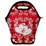 Heart Damask Lunch Bag w/ Couple's Names
