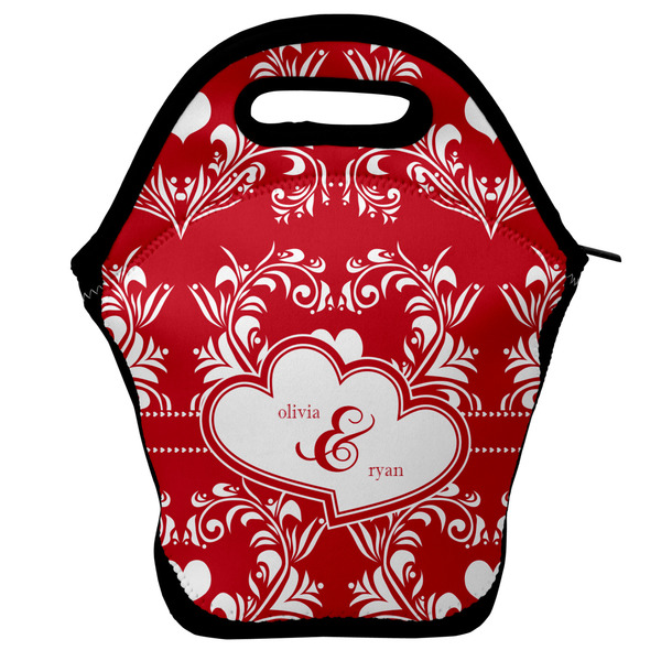 Custom Heart Damask Lunch Bag w/ Couple's Names