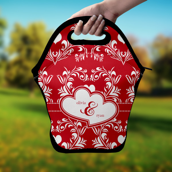 Heart Damask Lunch Bag - Hand