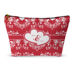 Heart Damask Makeup Bag - Large - 12.5"x7" (Personalized)