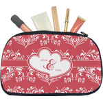 Heart Damask Makeup / Cosmetic Bag - Medium (Personalized)