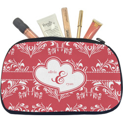 Heart Damask Makeup / Cosmetic Bag - Medium (Personalized)
