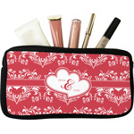 Heart Damask Makeup / Cosmetic Bag - Small (Personalized)