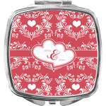 Heart Damask Compact Makeup Mirror (Personalized)