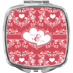 Heart Damask Compact Makeup Mirror (Personalized)