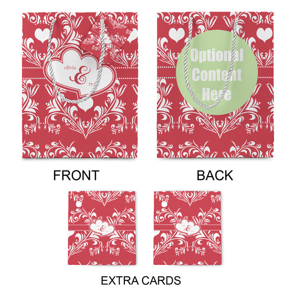 Heart Damask Medium Gift Bag - Approval