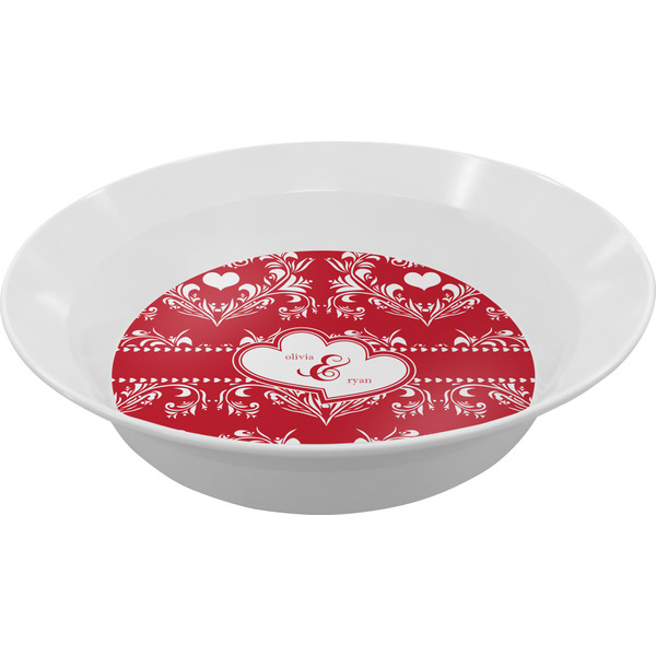 Custom Heart Damask Melamine Bowl (Personalized)