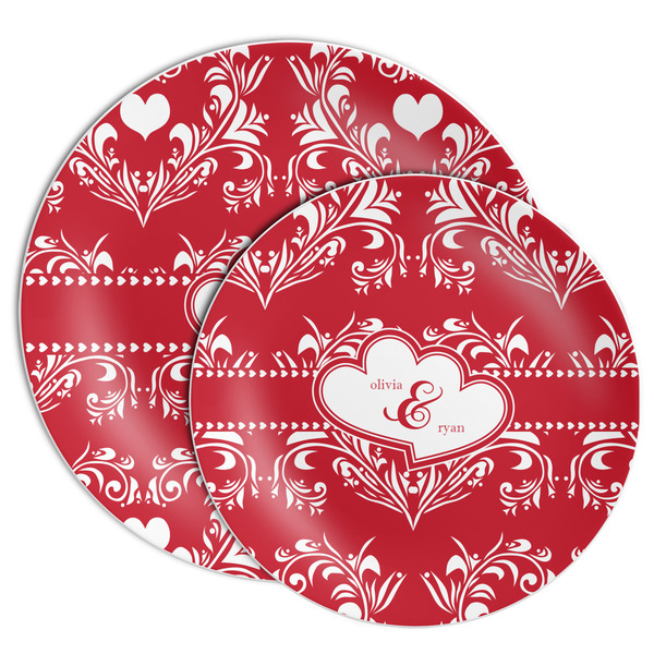 Heart Damask Melamine Plates - PARENT/MAIN