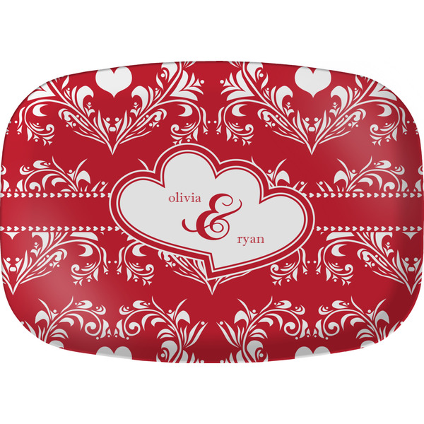 Custom Heart Damask Melamine Platter (Personalized)