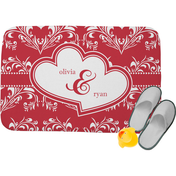 Custom Heart Damask Memory Foam Bath Mat (Personalized)