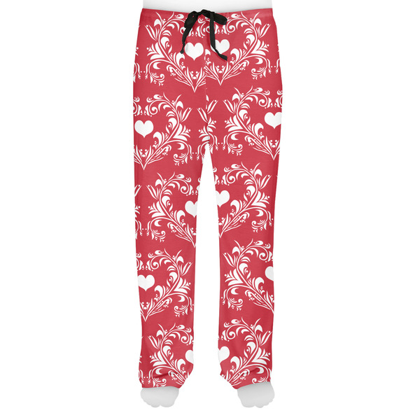 Heart Damask Men's Pjs Front - on model