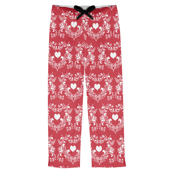 Custom Heart Damask Mens Pajama Pants - XS