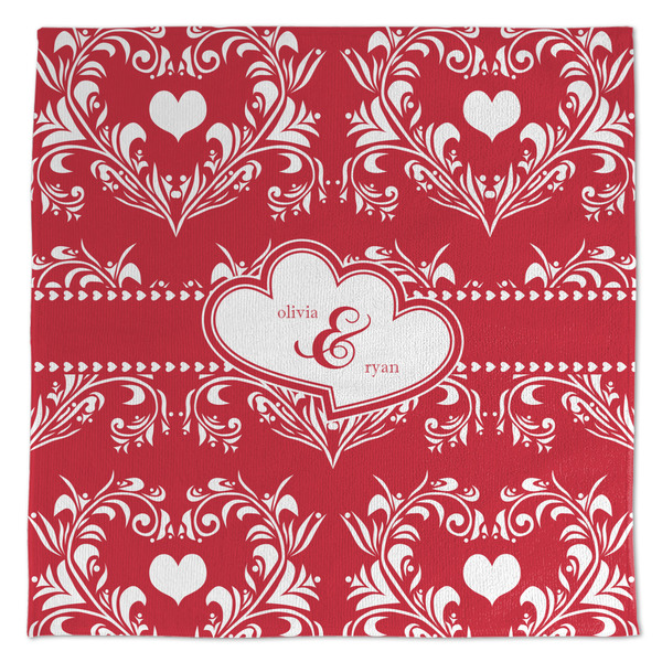 Custom Heart Damask Microfiber Dish Towel (Personalized)