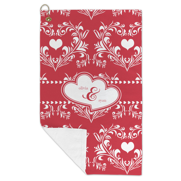 Heart Damask Microfiber Golf Towels - FOLD