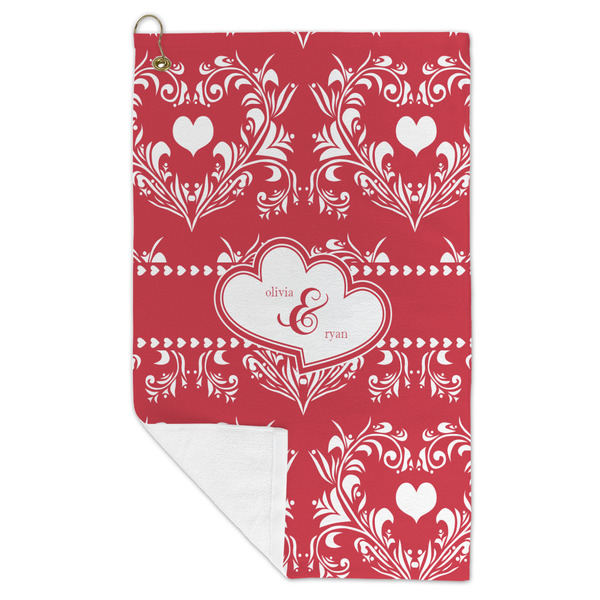 Heart Damask Microfiber Golf Towels - FOLD