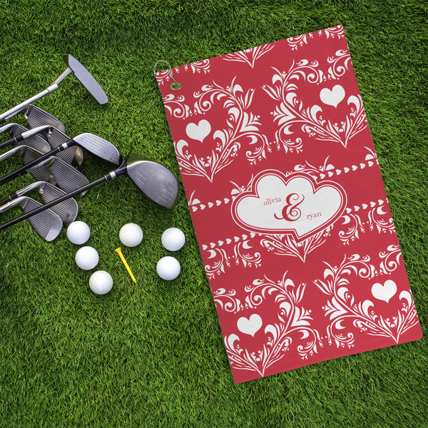 Heart Damask Microfiber Golf Towels - LIFESTYLE