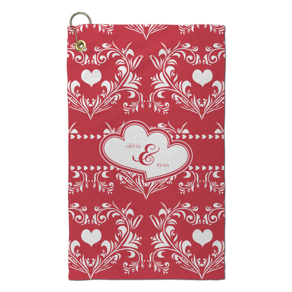 Custom Heart Damask Microfiber Golf Towel - Small (Personalized)