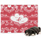 Heart Damask Microfleece Dog Blanket - Large