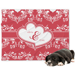 Heart Damask Dog Blanket (Personalized)