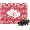 Heart Damask Microfleece Dog Blanket - Regular
