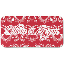 Heart Damask Mini/Bicycle License Plate (2 Holes) (Personalized)