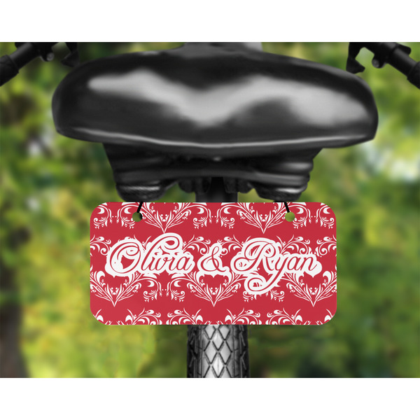 Heart Damask Mini License Plate on Bicycle - LIFESTYLE Two holes